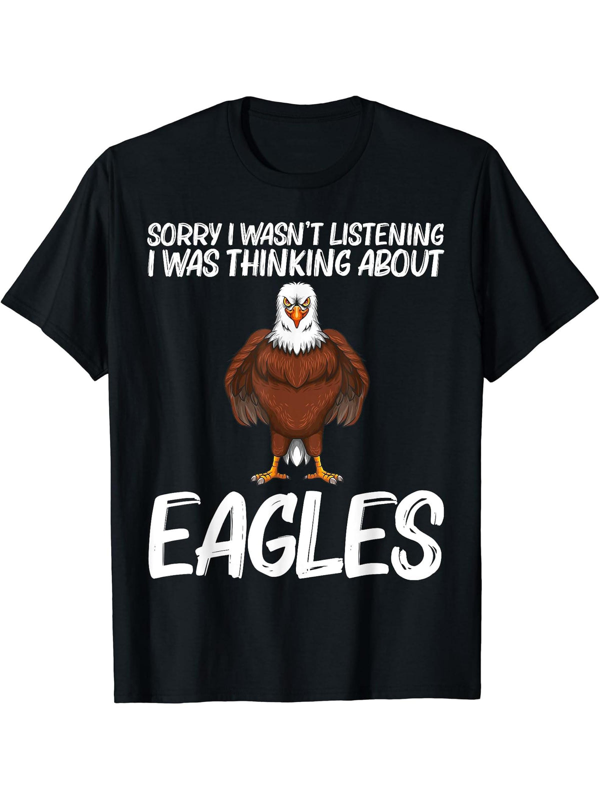 Cool Eagle Design For Men Women Bald Eagle Animal Bird Lover T-Shirt 180G 100% Cotton Printed Round Neck Short-Sleeve T-Shirt, Gifts for Men Dad Husband Grandpa, S-XXXL, Black