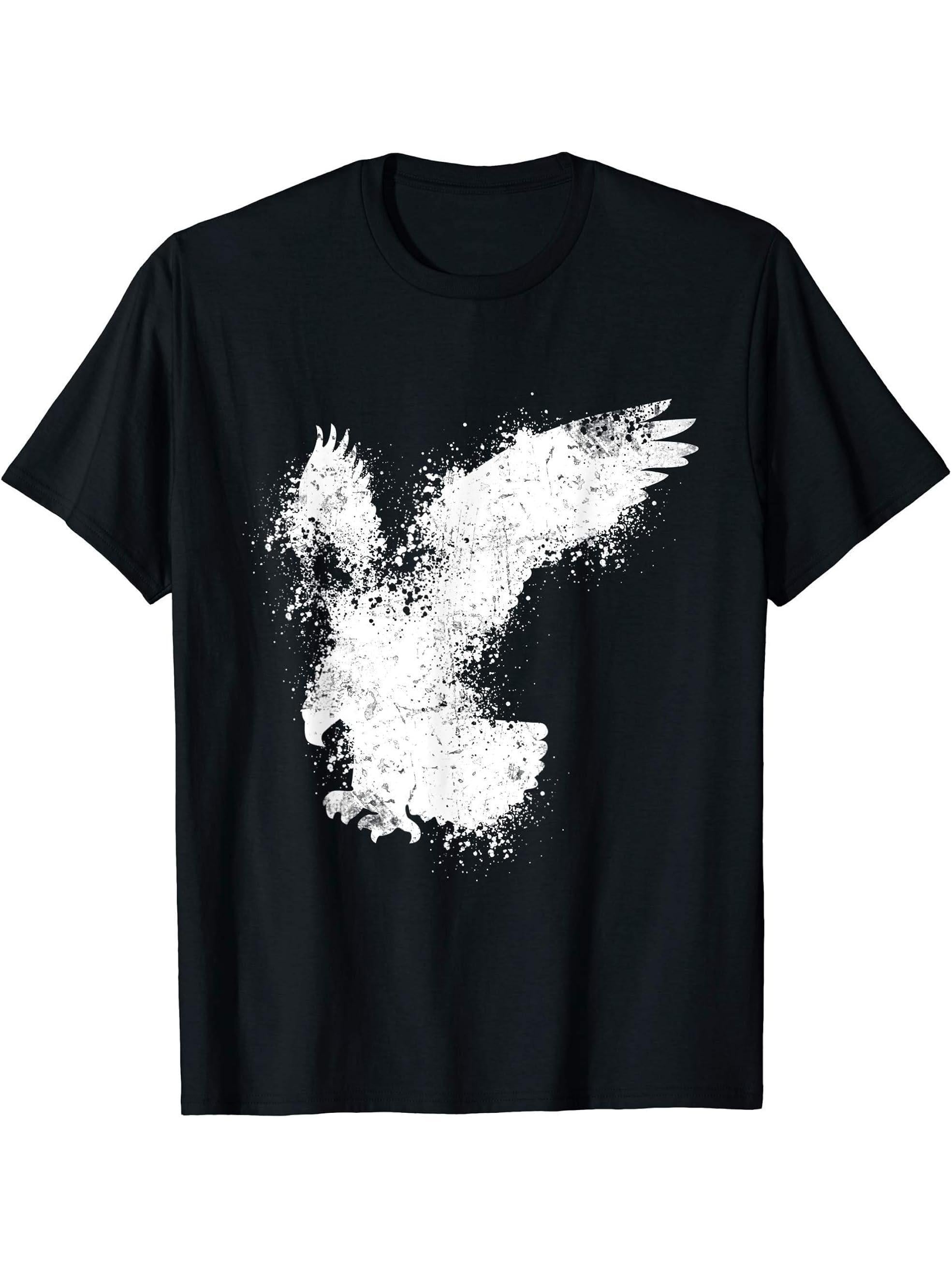 Nature Lover | Forest Animal Silhouette | Bald Eagle Eagle T-Shirt 180G 100% Cotton Printed Round Neck Short-Sleeve T-Shirt, Gifts for Men Dad Husband Grandpa, S-XXXL, Black