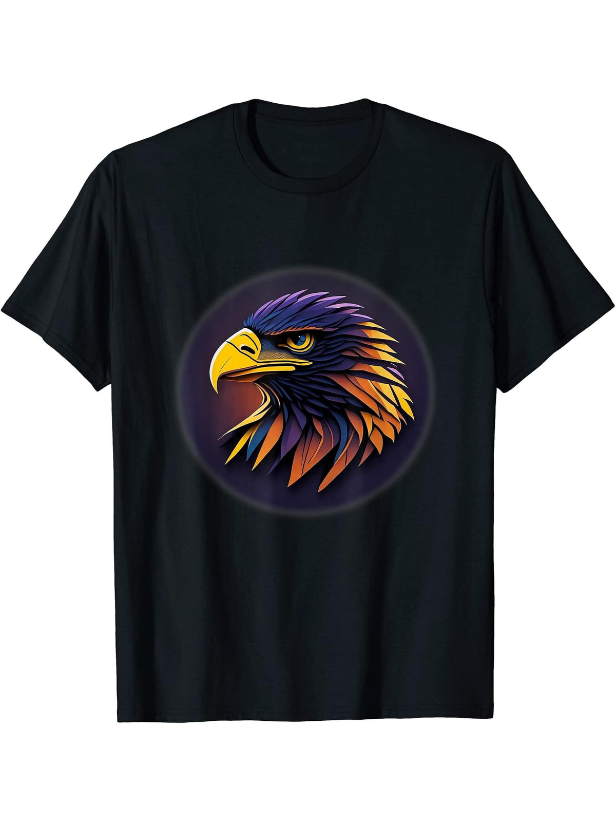 American Bald Eagle artistic impression T-Shirt 180G 100% Cotton Printed Round Neck Short-Sleeve T-Shirt, Gifts for Men Dad Husband Grandpa, S-XXXL, Black