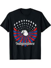 American Labor Day Patriotic Bald Eagle T-Shirt Gift 180G 100% Cotton Printed Round Neck Short-Sleeve T-Shirt, Gifts for Men Dad Husband Grandpa, S-XXXL, Black