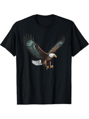 Majestic Flying American Bald Eagle T-Shirt 180G 100% Cotton Printed Round Neck Short-Sleeve T-Shirt, Gifts for Men Dad Husband Grandpa, S-XXXL, Black