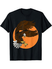 Eagle imprint american animal bald eagle patriotic bird art T-Shirt 180G 100% Cotton Printed Round Neck Short-Sleeve T-Shirt, Gifts for Men Dad Husband Grandpa, S-XXXL, Black