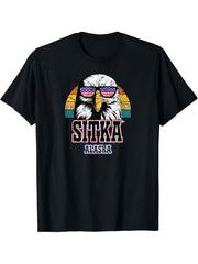 Sitka Alaska Bald Eagle USA Flag Men Women Boy Girl Alaskan T-Shirt 180G 100% Cotton Printed Round Neck Short-Sleeve T-Shirt, Gifts for Men Dad Husband Grandpa, S-XXXL, Black