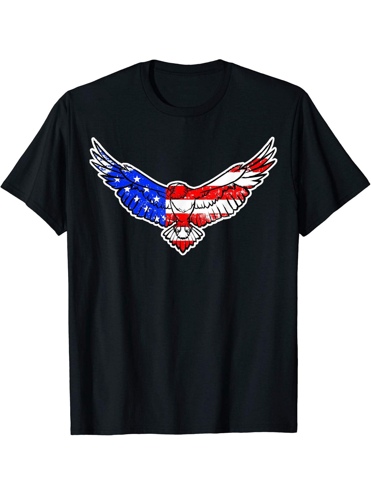Mens American Flag Bald Eagle Celebrate USA T-Shirt 180G 100% Cotton Printed Round Neck Short-Sleeve T-Shirt, Gifts for Men Dad Husband Grandpa, S-XXXL, Black