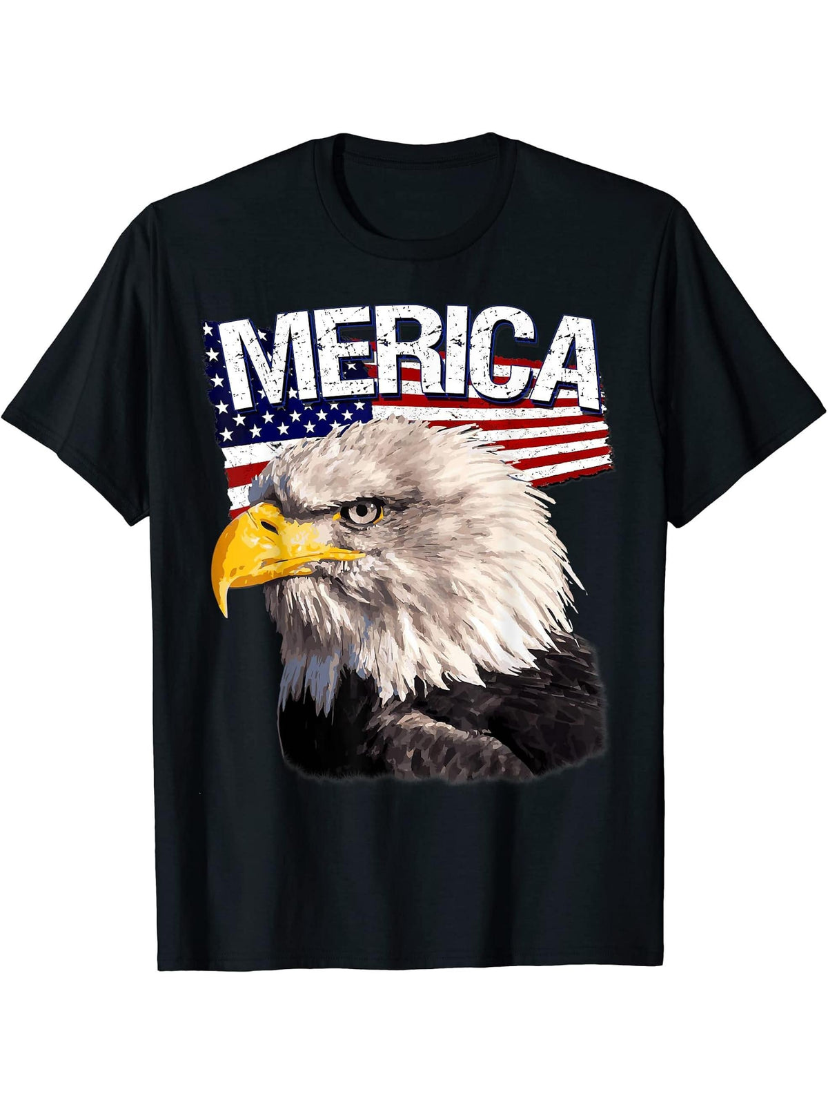 Pride America Bird T-Shirt 180G 100% Cotton Printed Round Neck Short-Sleeve T-Shirt, Gifts for Men Dad Husband Grandpa, S-XXXL, Black