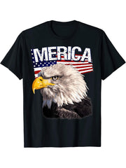 Pride America Bird T-Shirt 180G 100% Cotton Printed Round Neck Short-Sleeve T-Shirt, Gifts for Men Dad Husband Grandpa, S-XXXL, Black