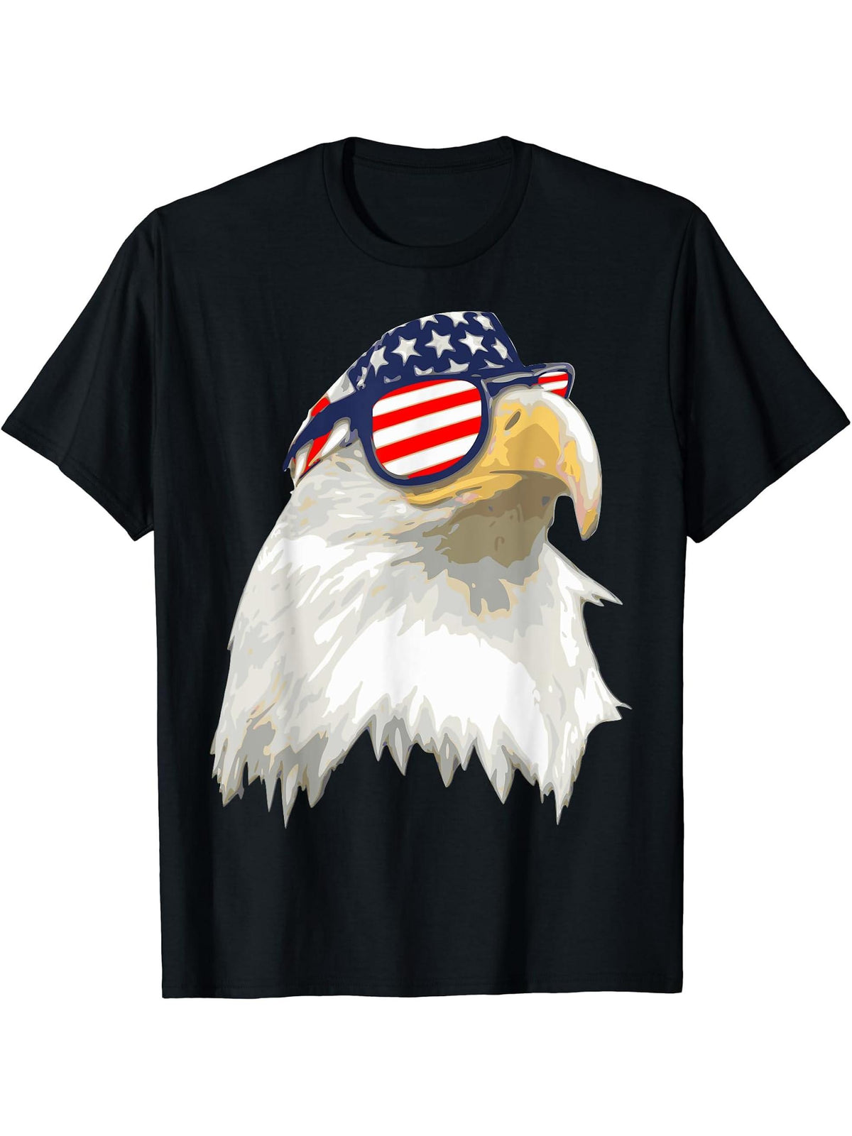 American Bald Eagle T-Shirt 180G 100% Cotton Printed Round Neck Short-Sleeve T-Shirt, Gifts for Men Dad Husband Grandpa, S-XXXL, Black