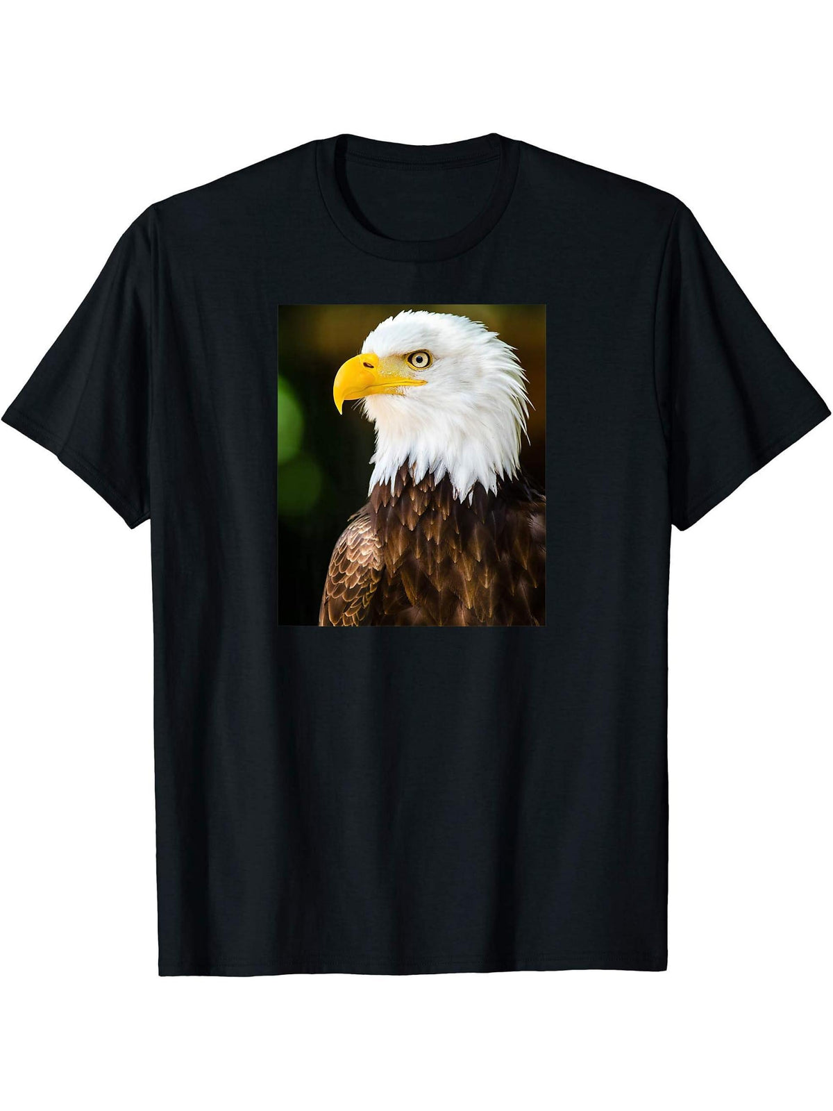 Bald Eagle Symbol of American Strength and Freedom T-Shirt 180G 100% Cotton Printed Round Neck Short-Sleeve T-Shirt, Gifts for Men Dad Husband Grandpa, S-XXXL, Black