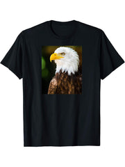 Bald Eagle Symbol of American Strength and Freedom T-Shirt 180G 100% Cotton Printed Round Neck Short-Sleeve T-Shirt, Gifts for Men Dad Husband Grandpa, S-XXXL, Black