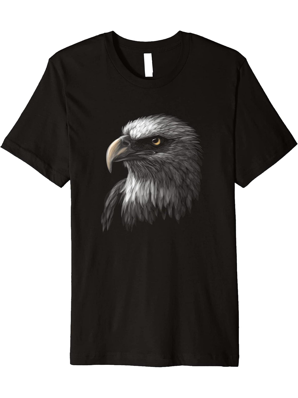 American Bald Eagle Face Premium T-Shirt 180G 100% Cotton Printed Round Neck Short-Sleeve T-Shirt, Gifts for Men Dad Husband Grandpa, S-XXXL, Black