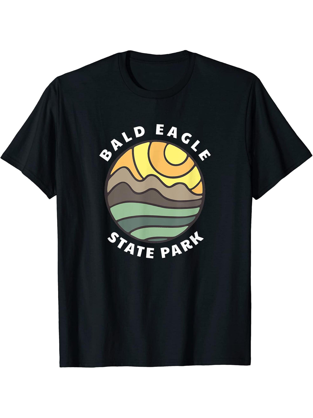 Bald Eagle State Park Pennsylvania Mountains PA Souvenir T-Shirt 180G 100% Cotton Printed Round Neck Short-Sleeve T-Shirt, Gifts for Men Dad Husband Grandpa, S-XXXL, Black