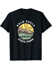 Bald Eagle State Park Pennsylvania Mountains PA Souvenir T-Shirt 180G 100% Cotton Printed Round Neck Short-Sleeve T-Shirt, Gifts for Men Dad Husband Grandpa, S-XXXL, Black