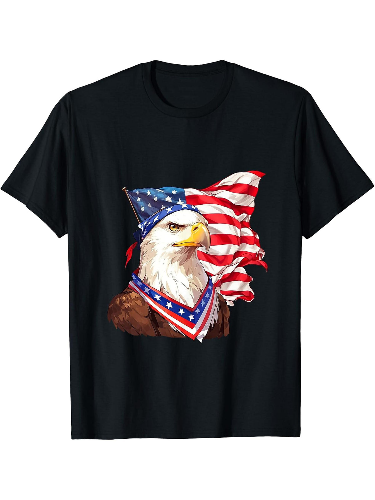 4th of July T-Shirt 180G 100% Cotton Printed Round Neck Short-Sleeve T-Shirt, Gifts for Men Dad Husband Grandpa, S-XXXL, Black