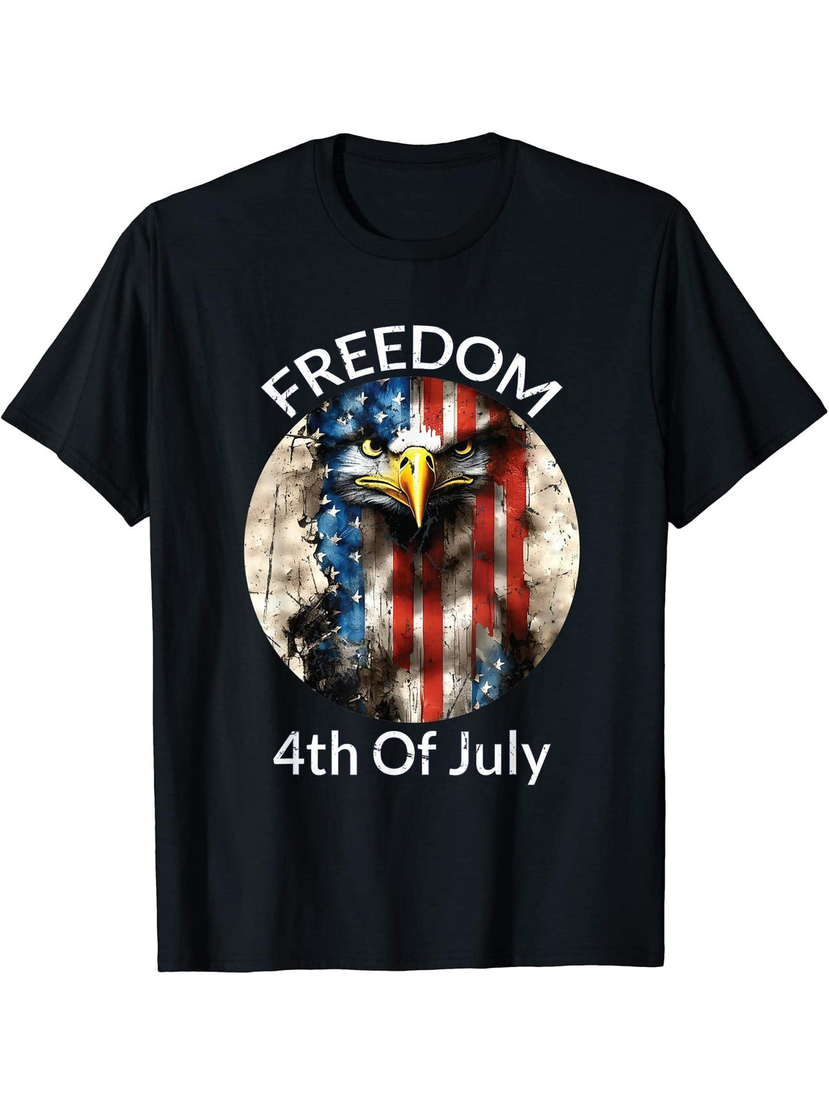 Flag T-Shirt 180G 100% Cotton Printed Round Neck Short-Sleeve T-Shirt, Gifts for Men Dad Husband Grandpa, S-XXXL, Black