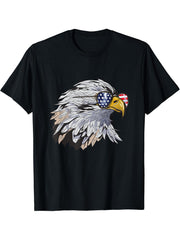 American Bald Eagle USA Flag Art Military Country T-Shirt 180G 100% Cotton Printed Round Neck Short-Sleeve T-Shirt, Gifts for Men Dad Husband Grandpa, S-XXXL, Black