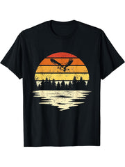 Cool Retro Vintage Flying Bird Bald Eagle T-Shirt 180G 100% Cotton Printed Round Neck Short-Sleeve T-Shirt, Gifts for Men Dad Husband Grandpa, S-XXXL, Black