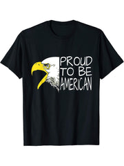 Proud to be American Bald Eagle T-Shirt 180G 100% Cotton Printed Round Neck Short-Sleeve T-Shirt, Gifts for Men Dad Husband Grandpa, S-XXXL, Black