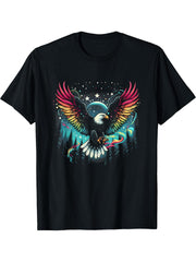 Eagle Forest Animal Wildlife Bald Eagles Bird Flying Nature T-Shirt 180G 100% Cotton Printed Round Neck Short-Sleeve T-Shirt, Gifts for Men Dad Husband Grandpa, S-XXXL, Black
