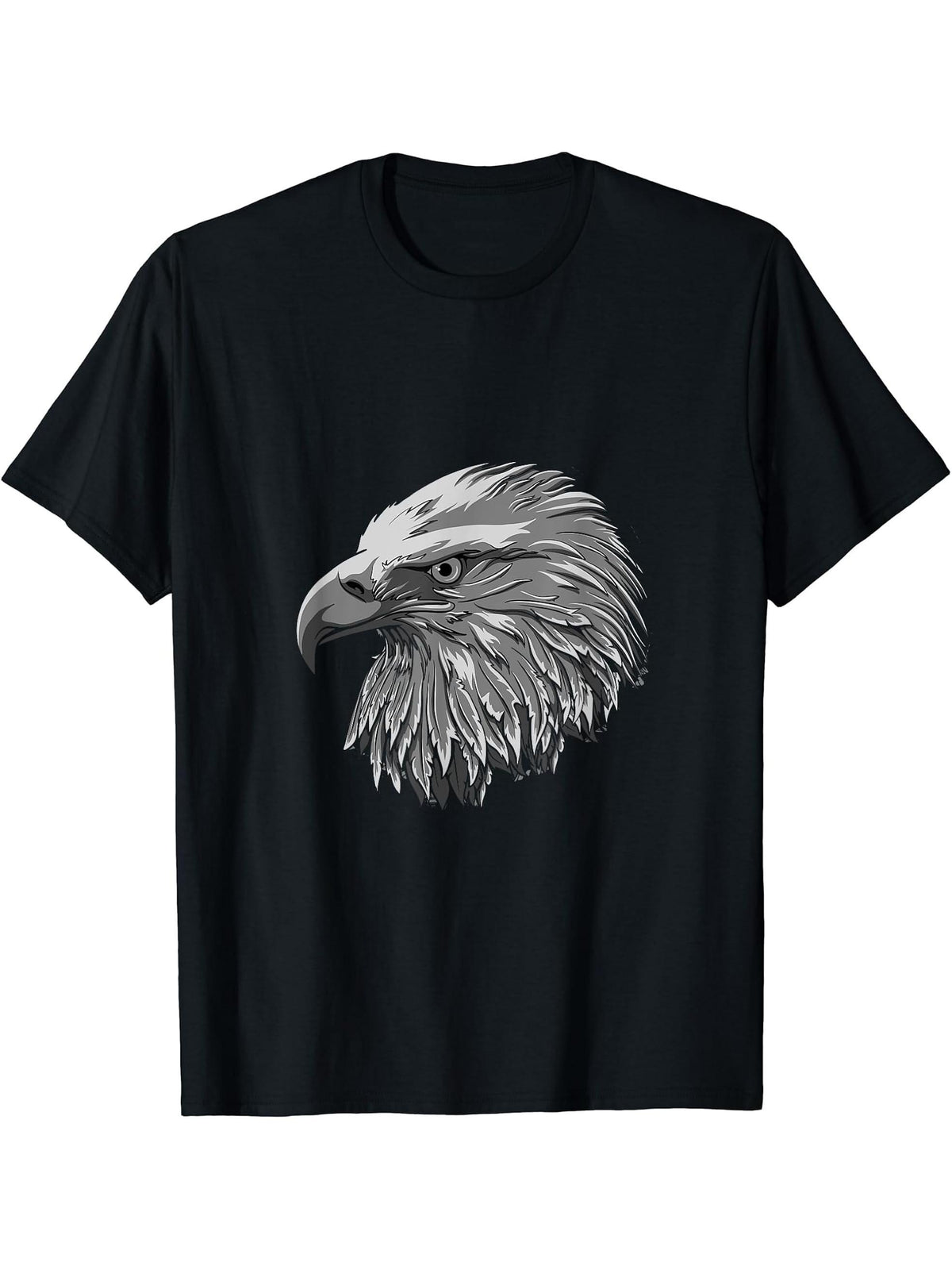 American Bald Eagle T-Shirt, Patriotic Native Indian Tee 180G 100% Cotton Printed Round Neck Short-Sleeve T-Shirt, Gifts for Men Dad Husband Grandpa, S-XXXL, Black
