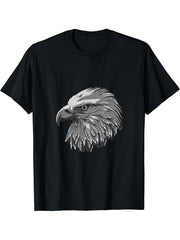 American Bald Eagle T-Shirt, Patriotic Native Indian Tee 180G 100% Cotton Printed Round Neck Short-Sleeve T-Shirt, Gifts for Men Dad Husband Grandpa, S-XXXL, Black