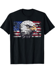 Bald Eagle T-Shirt 180G 100% Cotton Printed Round Neck Short-Sleeve T-Shirt, Gifts for Men Dad Husband Grandpa, S-XXXL, Black