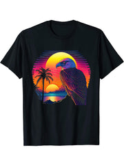 Retro Aesthetic Bald Eagle T-Shirt 180G 100% Cotton Printed Round Neck Short-Sleeve T-Shirt, Gifts for Men Dad Husband Grandpa, S-XXXL, Black