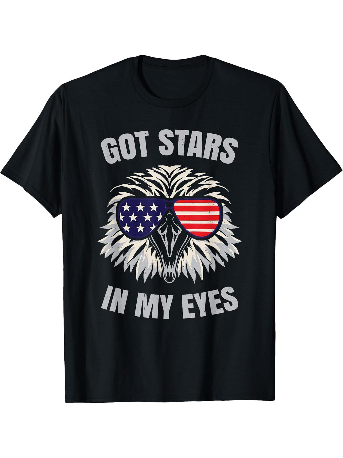 Funny United States Freedom American Bald Eagle 4th Of July T-Shirt 180G 100% Cotton Printed Round Neck Short-Sleeve T-Shirt, Gifts for Men Dad Husband Grandpa, S-XXXL, Black
