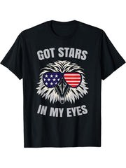 Funny United States Freedom American Bald Eagle 4th Of July T-Shirt 180G 100% Cotton Printed Round Neck Short-Sleeve T-Shirt, Gifts for Men Dad Husband Grandpa, S-XXXL, Black