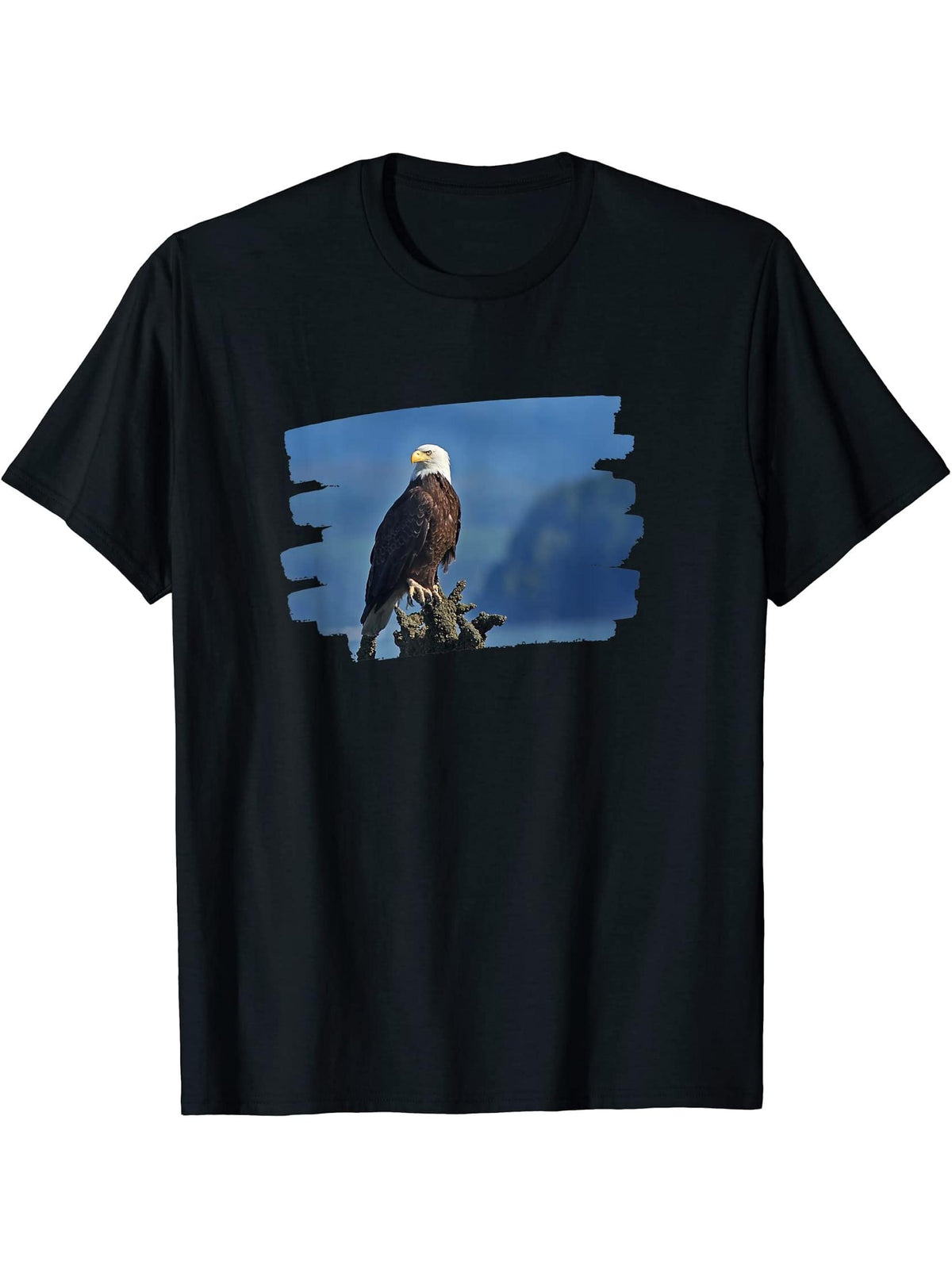 Bald Eagle Haliaeetus Leucocephalus T-Shirt 180G 100% Cotton Printed Round Neck Short-Sleeve T-Shirt, Gifts for Men Dad Husband Grandpa, S-XXXL, Black