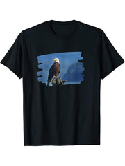 Bald Eagle Haliaeetus Leucocephalus T-Shirt 180G 100% Cotton Printed Round Neck Short-Sleeve T-Shirt, Gifts for Men Dad Husband Grandpa, S-XXXL, Black