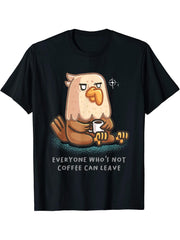 Everyone Who's Not Coffee Can Leave Nerd American Bald Eagle T-Shirt 180G 100% Cotton Printed Round Neck Short-Sleeve T-Shirt, Gifts for Men Dad Husband Grandpa, S-XXXL, Black