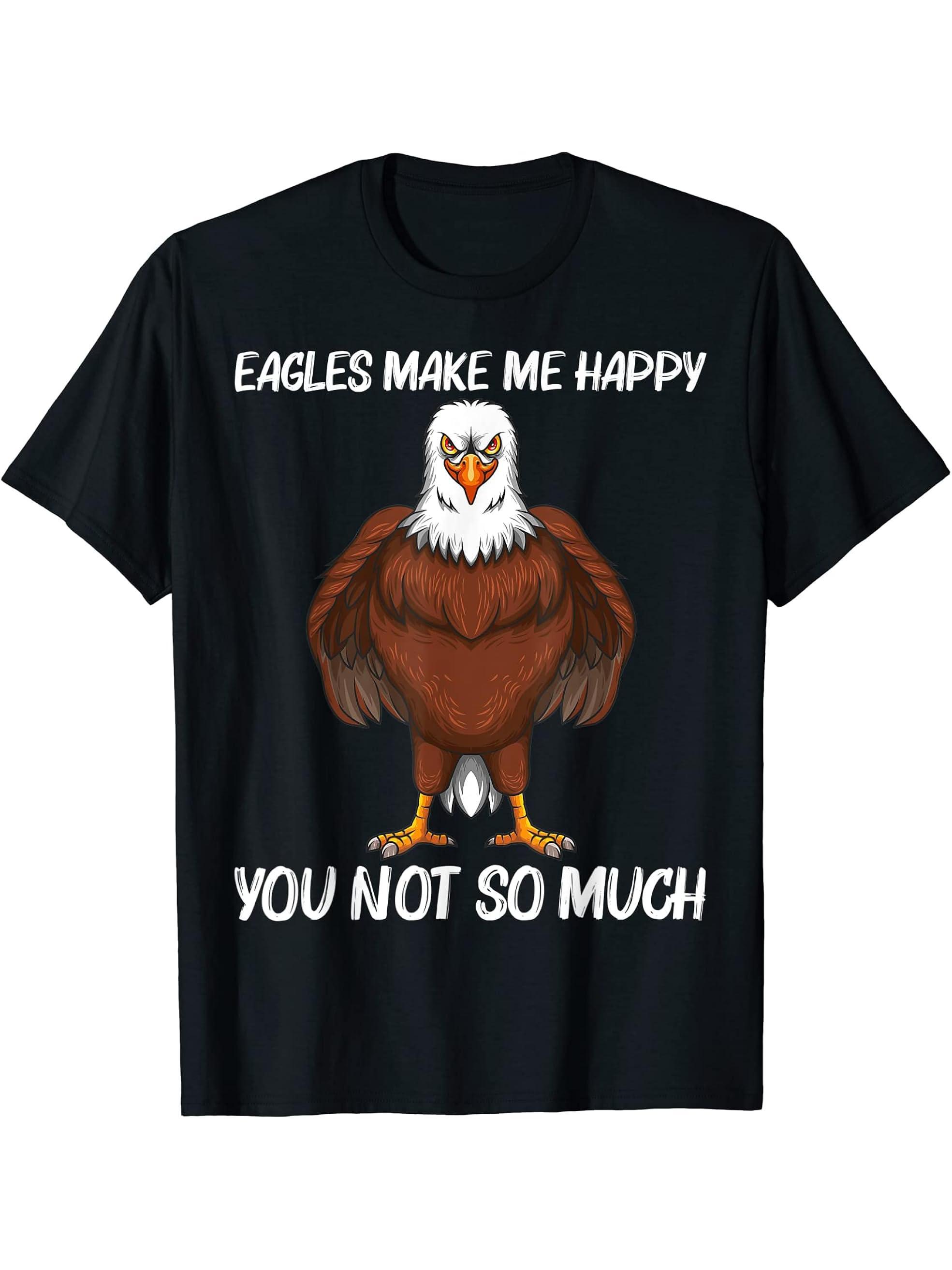 Cool Eagle Design For Men Women Bald Eagle Animal Bird Lover T-Shirt 180G 100% Cotton Printed Round Neck Short-Sleeve T-Shirt, Gifts for Men Dad Husband Grandpa, S-XXXL, Black