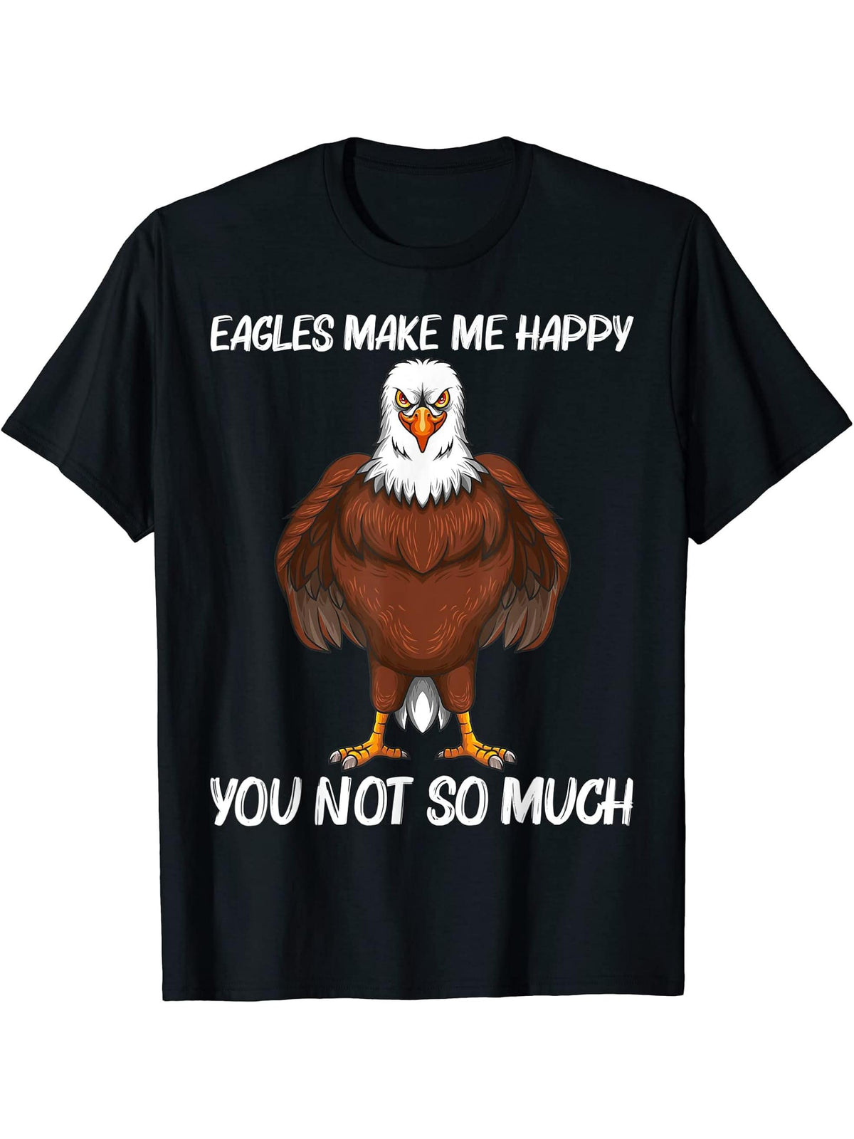 Cool Eagle Design For Men Women Bald Eagle Animal Bird Lover T-Shirt 180G 100% Cotton Printed Round Neck Short-Sleeve T-Shirt, Gifts for Men Dad Husband Grandpa, S-XXXL, Black