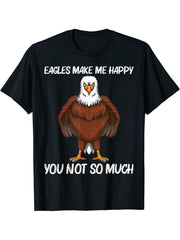Cool Eagle Design For Men Women Bald Eagle Animal Bird Lover T-Shirt 180G 100% Cotton Printed Round Neck Short-Sleeve T-Shirt, Gifts for Men Dad Husband Grandpa, S-XXXL, Black