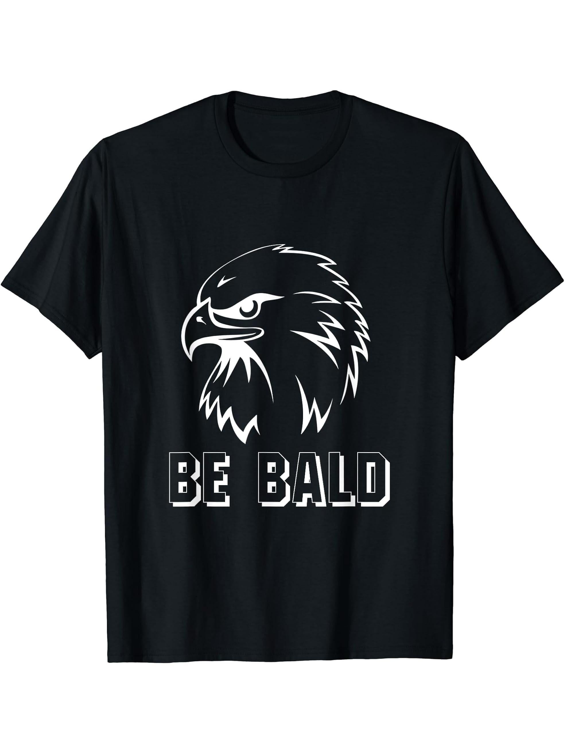 Be Bald And Beautiful Patriotic American Bald Eagle July 4TH T-Shirt 180G 100% Cotton Printed Round Neck Short-Sleeve T-Shirt, Gifts for Men Dad Husband Grandpa, S-XXXL, Black