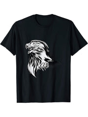 Bald Eagle with a Bandana - USA Independence day T-Shirt 180G 100% Cotton Printed Round Neck Short-Sleeve T-Shirt, Gifts for Men Dad Husband Grandpa, S-XXXL, Black