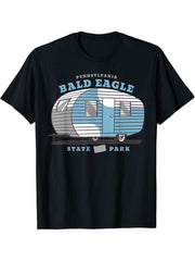 Bald Eagle State Park Pennsylvania PA RV Camper T-Shirt 180G 100% Cotton Printed Round Neck Short-Sleeve T-Shirt, Gifts for Men Dad Husband Grandpa, S-XXXL, Black