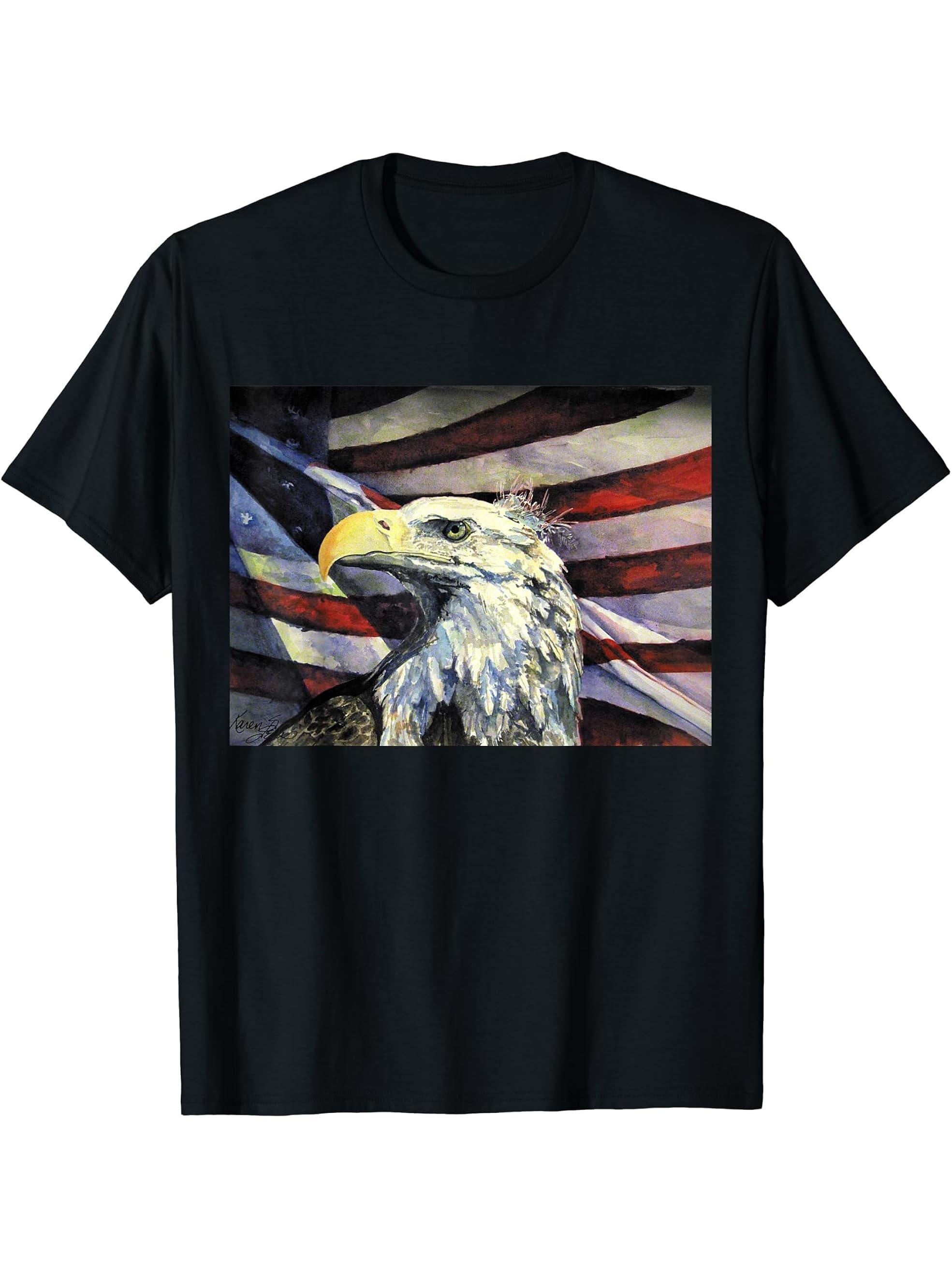 Bald Eagle T-Shirt 180G 100% Cotton Printed Round Neck Short-Sleeve T-Shirt, Gifts for Men Dad Husband Grandpa, S-XXXL, Black