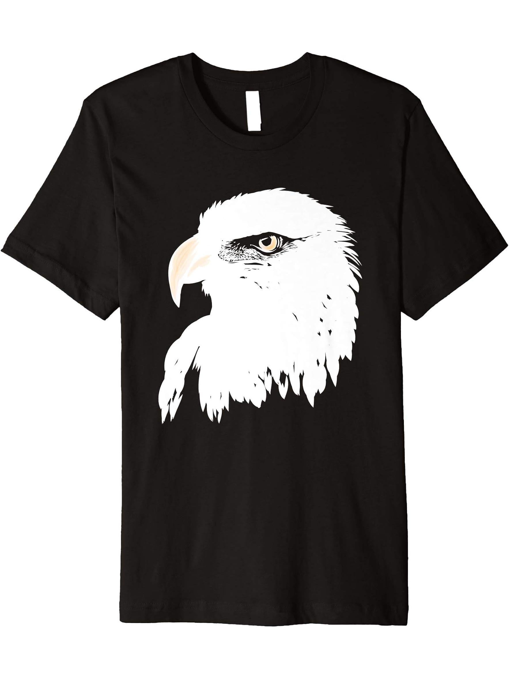 Cute bald eagle hand drawn sketch artistic Premium T-Shirt 180G 100% Cotton Printed Round Neck Short-Sleeve T-Shirt, Gifts for Men Dad Husband Grandpa, S-XXXL, Black