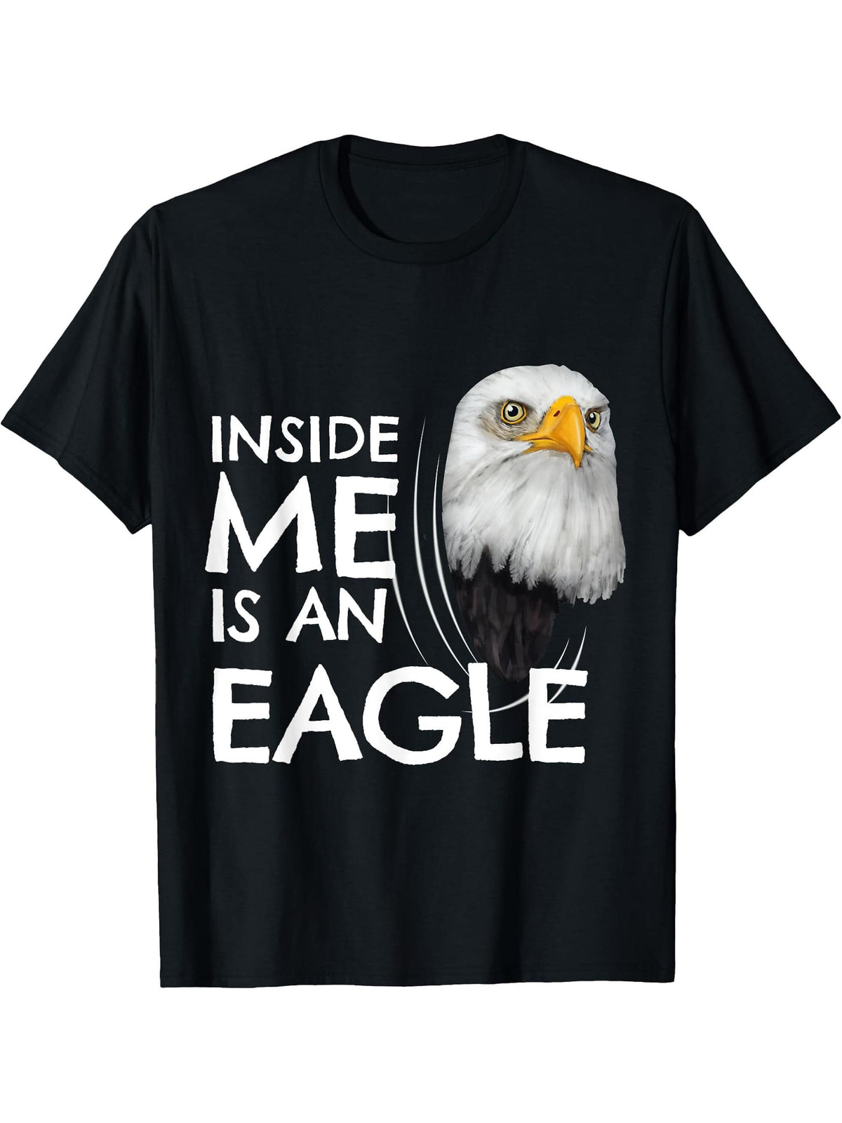 Eagle Inside Me Clothes Funny Boy Girl Gift Bald Eagle T-Shirt 180G 100% Cotton Printed Round Neck Short-Sleeve T-Shirt, Gifts for Men Dad Husband Grandpa, S-XXXL, Black