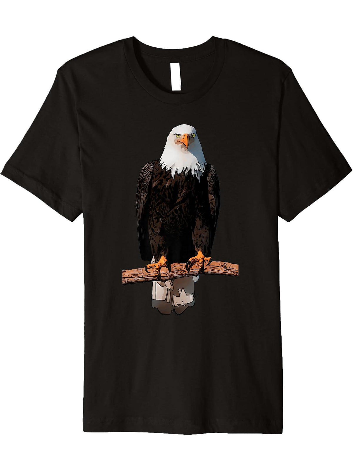 American bald eagle on tree design graphic forest animal Premium T-Shirt 180G 100% Cotton Printed Round Neck Short-Sleeve T-Shirt, Gifts for Men Dad Husband Grandpa, S-XXXL, Black
