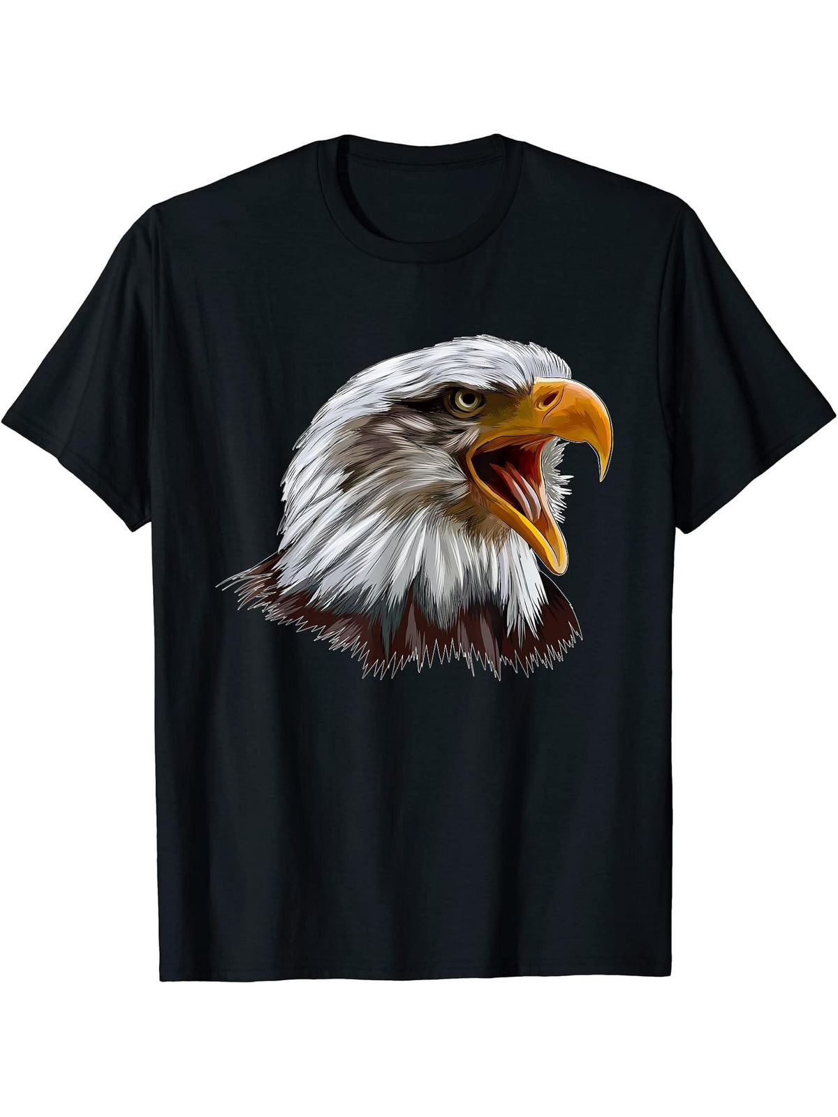 Bald Eagle Head Birdwatching Fan T-Shirt 180G 100% Cotton Printed Round Neck Short-Sleeve T-Shirt, Gifts for Men Dad Husband Grandpa, S-XXXL, Black