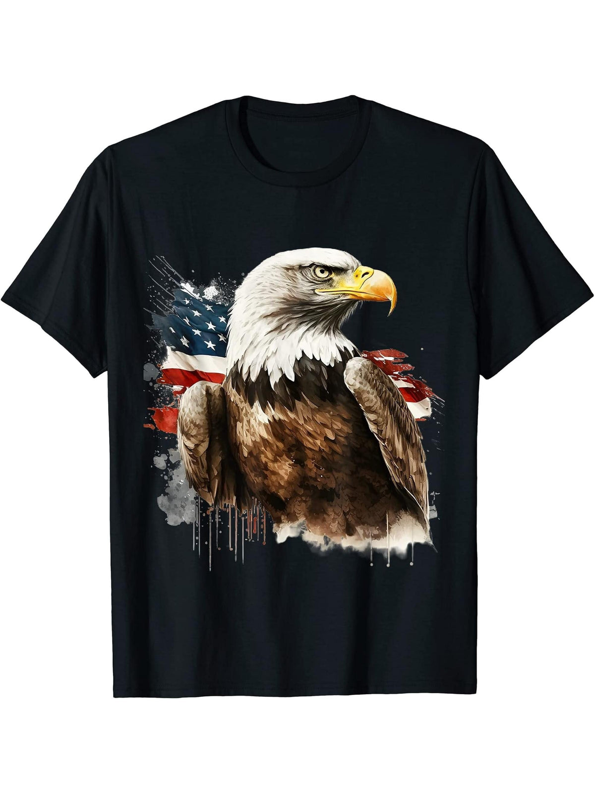 Bald eagle T-Shirt 180G 100% Cotton Printed Round Neck Short-Sleeve T-Shirt, Gifts for Men Dad Husband Grandpa, S-XXXL, Black