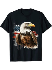 Bald eagle T-Shirt 180G 100% Cotton Printed Round Neck Short-Sleeve T-Shirt, Gifts for Men Dad Husband Grandpa, S-XXXL, Black