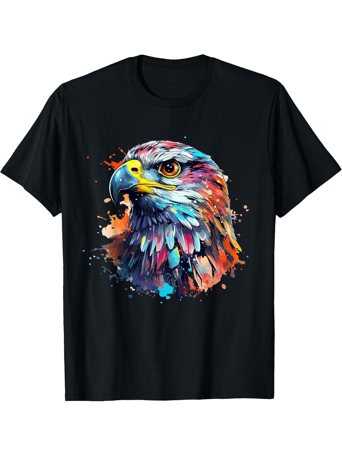 American Nature Bald Eagle Mullet Predator Birds King Lover T-Shirt 180G 100% Cotton Printed Round Neck Short-Sleeve T-Shirt, Gifts for Men Dad Husband Grandpa, S-XXXL, Black