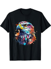 American Nature Bald Eagle Mullet Predator Birds King Lover T-Shirt 180G 100% Cotton Printed Round Neck Short-Sleeve T-Shirt, Gifts for Men Dad Husband Grandpa, S-XXXL, Black