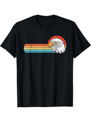 Bald Eagle Retro Sunset T-Shirt 180G 100% Cotton Printed Round Neck Short-Sleeve T-Shirt, Gifts for Men Dad Husband Grandpa, S-XXXL, Black