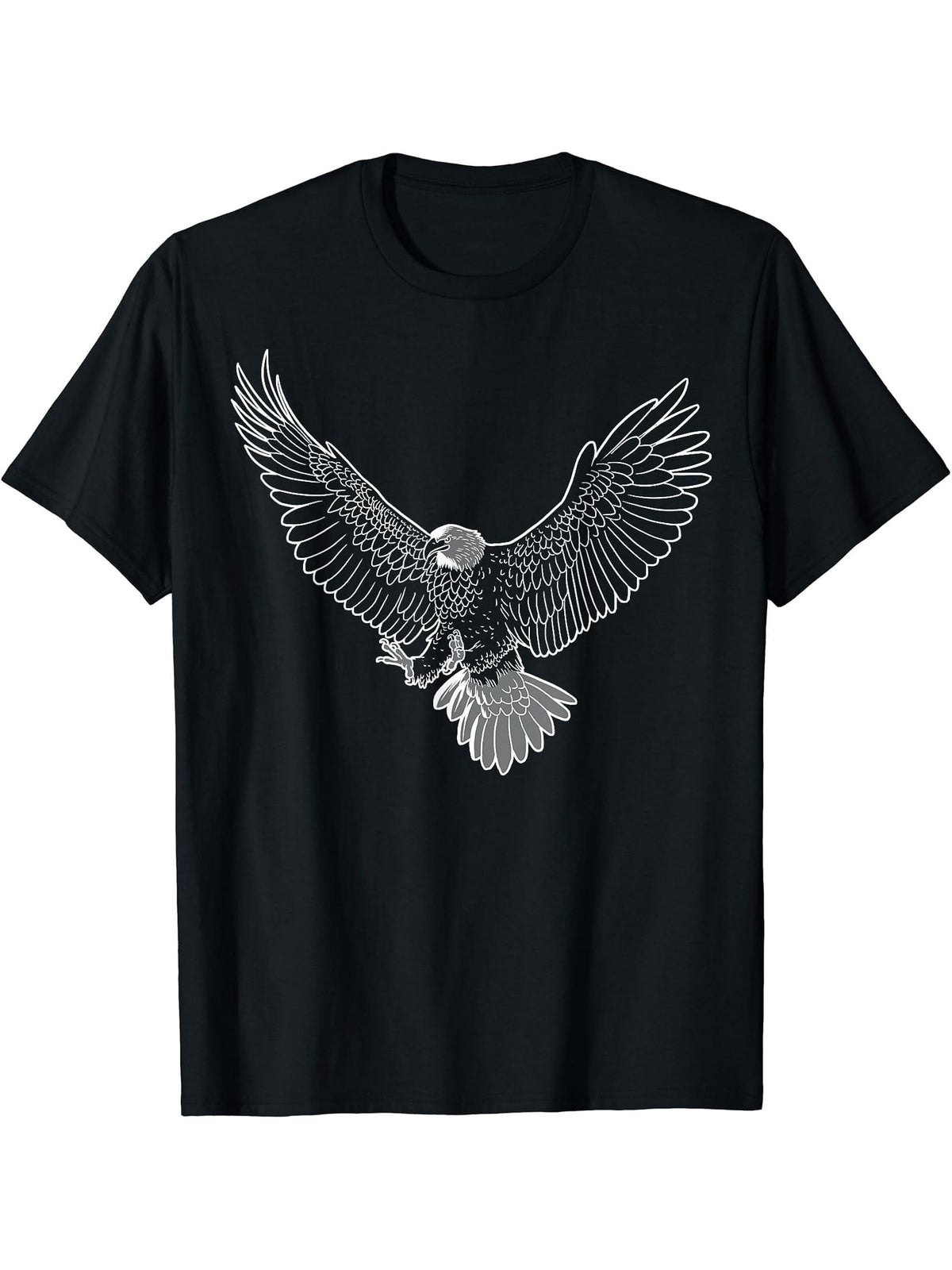 Awesome American bald eagle T-Shirt 180G 100% Cotton Printed Round Neck Short-Sleeve T-Shirt, Gifts for Men Dad Husband Grandpa, S-XXXL, Black