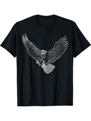 Awesome American bald eagle T-Shirt 180G 100% Cotton Printed Round Neck Short-Sleeve T-Shirt, Gifts for Men Dad Husband Grandpa, S-XXXL, Black
