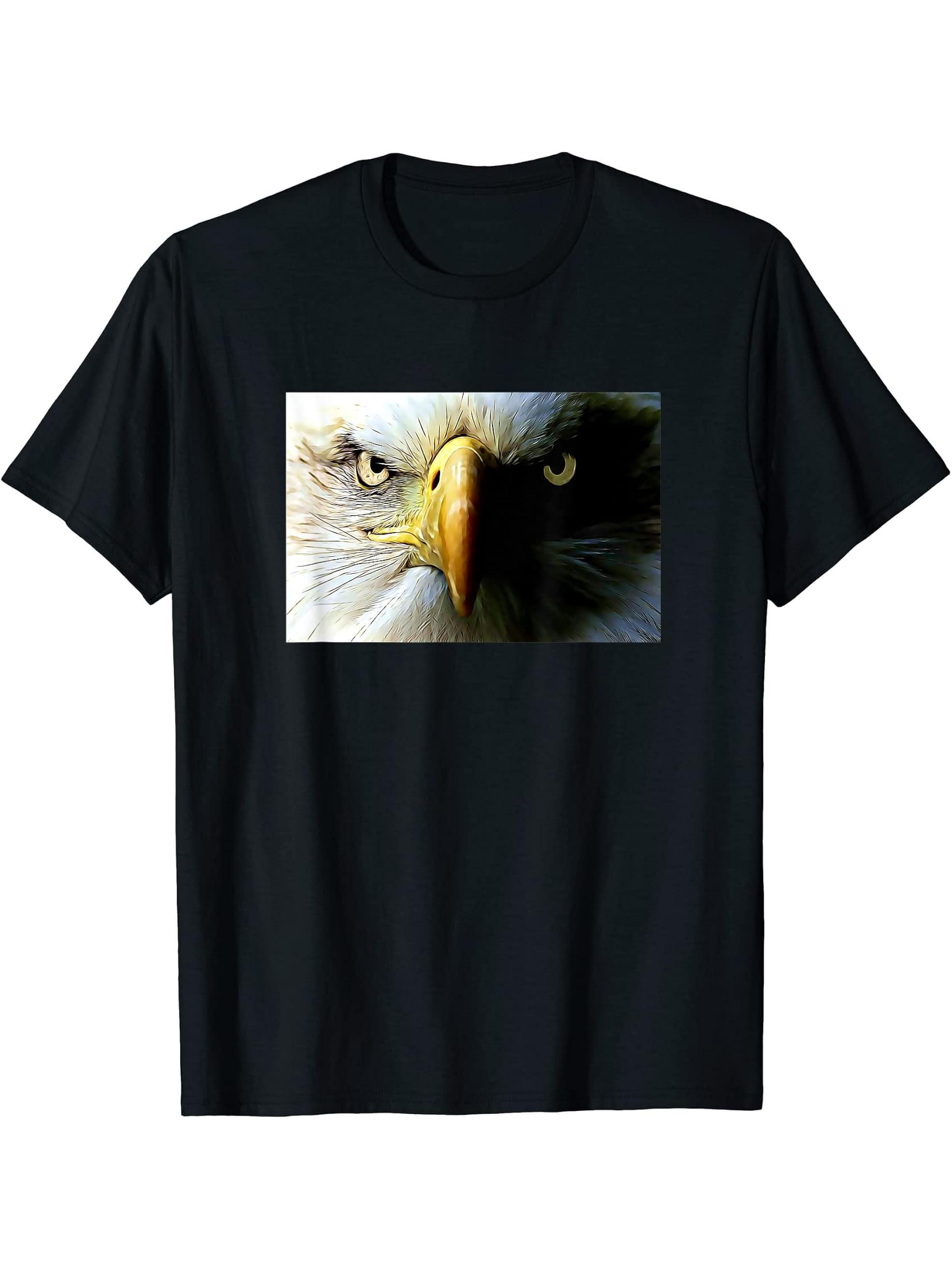 Bald Eagle T-Shirt 180G 100% Cotton Printed Round Neck Short-Sleeve T-Shirt, Gifts for Men Dad Husband Grandpa, S-XXXL, Black